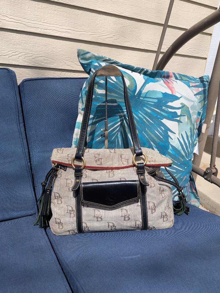 Dooney & Bourke Florentine Jacquard With Black Leather The Smith Monogram Bag